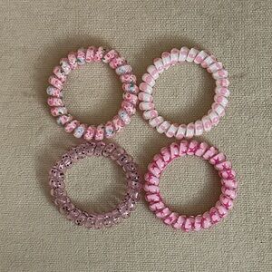 Set of Four Pink Hair Elastics / Bracelets